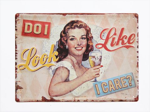 Metal sign I care 30x40 cm