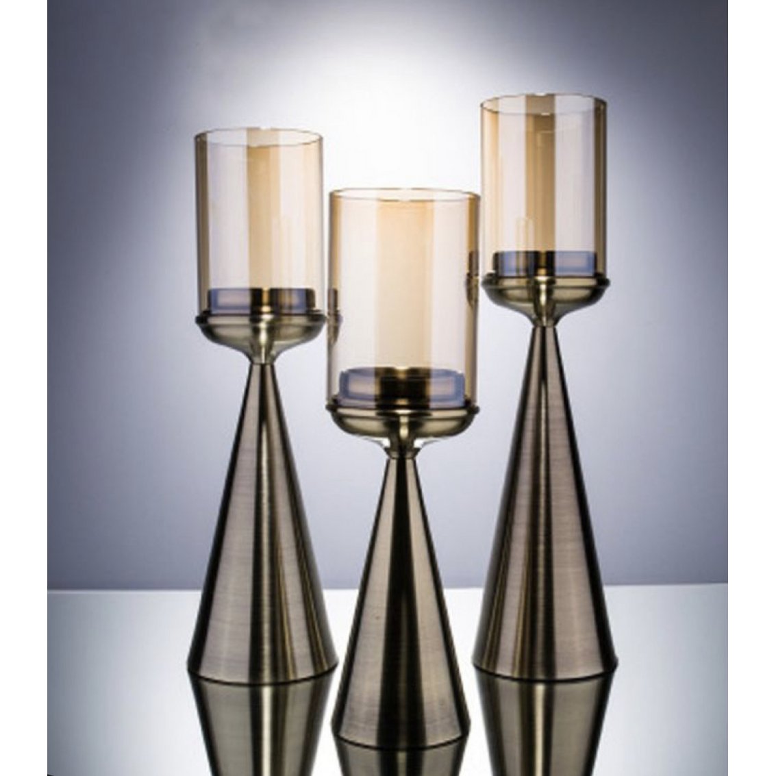 CANDELABRO | VIDRIO | ORO -S-Alto-39CM