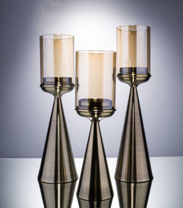 LYSESTAGE | GLAS | GULD -S-Høj-39CM