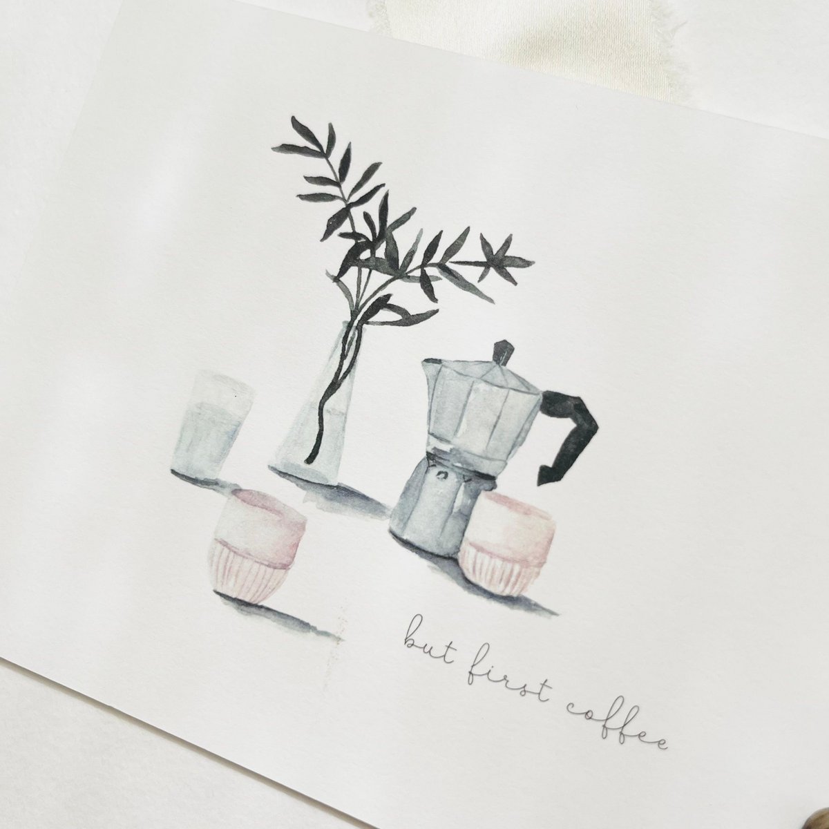 Ansichtkaart - Maar eerst koffie
