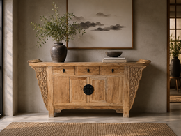 Wooden sideboard 3 drawers 2 doors 195 x 45 x 90 h cm