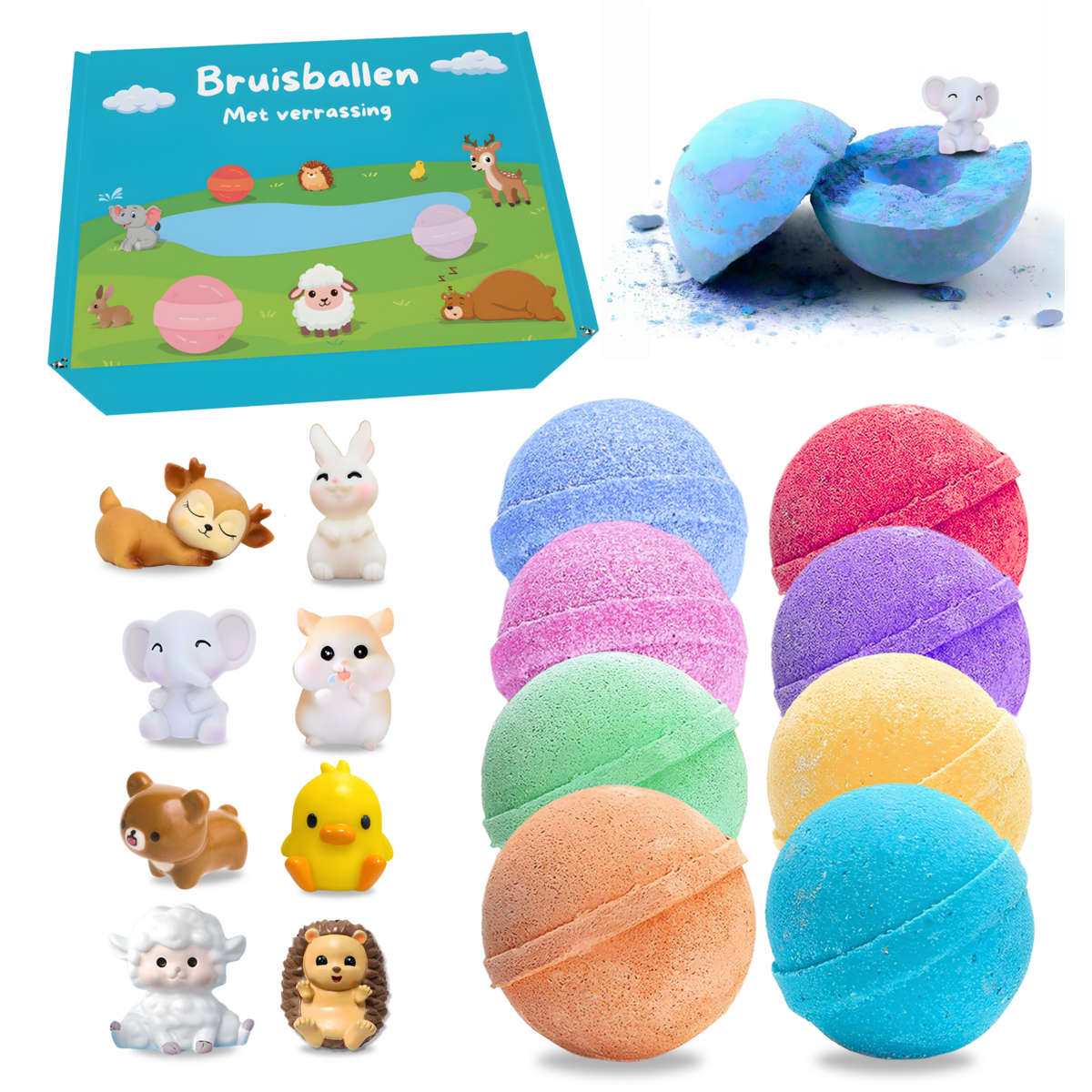 Badbommen - Met Dierenspeelgoed erin - Set van 8 stuks