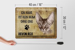 Metal sign saying 40x30cm Devon Rex cat without no home