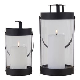 Lanterne Bondi - Nero, Acciaio/Vetro - Set di 2