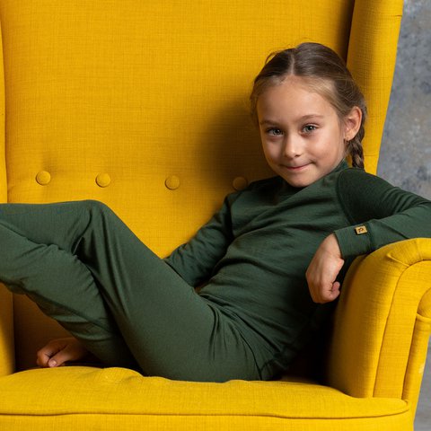 Kids '160 Thermal Thermal Long Sleeve Crew Dark Green