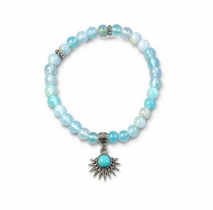 Women's bracelet Chalcedony with sun pendant charm