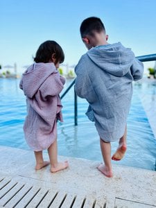 100% biologisch, Oeko-Tex, Gots gecertificeerde mousseline kinderponchohanddoek, handgemaakte strandcover-up met capuchon Kopie 1