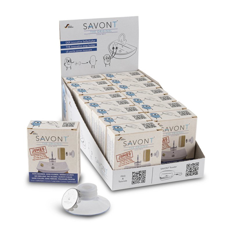 SAVONT Jumbo – magnetische zeephouder voor grote zepen – 16 display
