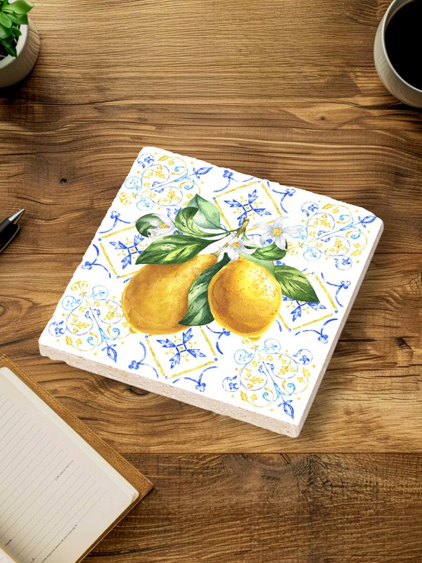 Juego de posavasos de piedra - Limón italiano