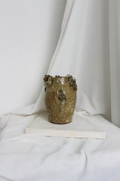 Vase en céramique vert rustique unique fait à la main