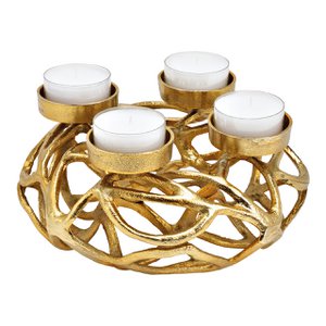 Advent wreath made of metal, gold (W/H/D) 25x11x25cm