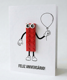 Tarjeta postal con globo de cumpleaños – Ladrillo de construcción LEGO