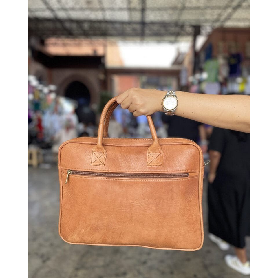 Handcrafted Moroccan Leather Laptop Briefcase – Professional Elegance