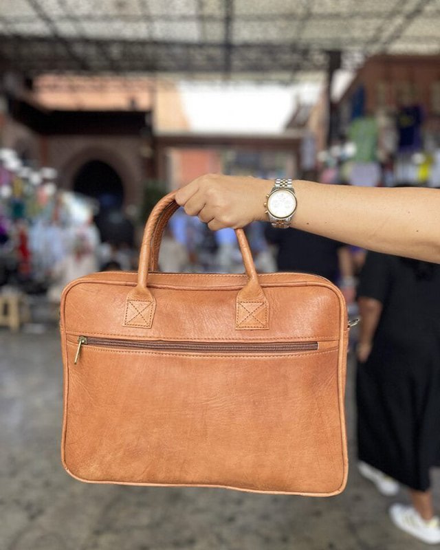 Handcrafted Moroccan Leather Laptop Briefcase – Professional Elegance