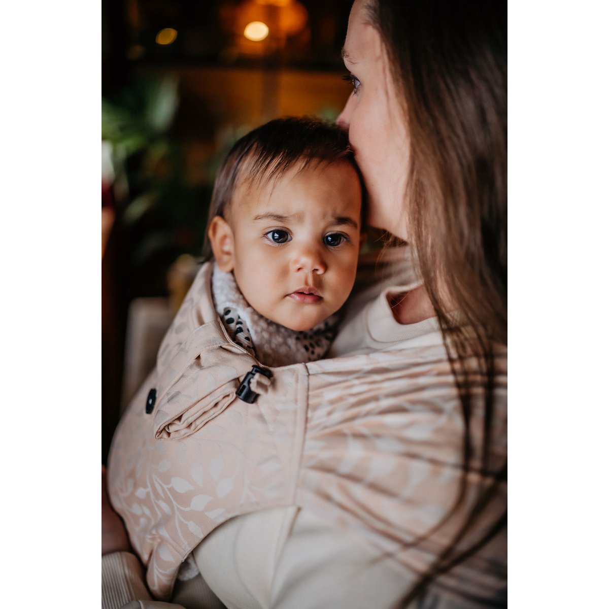 Baby carrier wrap & go baby - floral - soft peach color