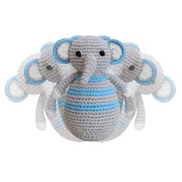 Crocheted stand-up figure elephant JUMBO in blue