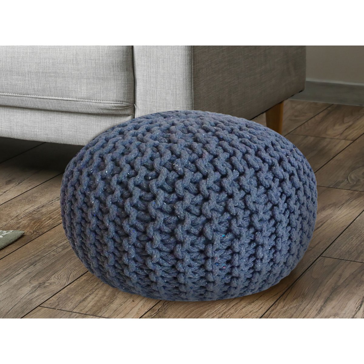 Pouf Ø 55 h 37 h 37 tabouret de tricot siège de planche de sol de pouf durable