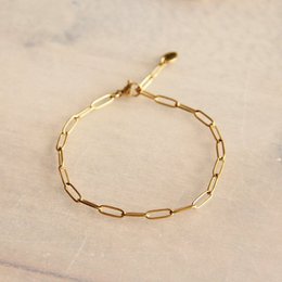SA808 - Stål D-kæde armbånd - guld