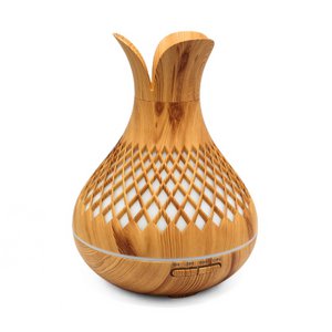 Holz-Mandala-USB-Aroma-Diffusor mit LED, 7 Farben – 400 ml