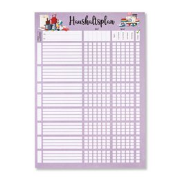 A blank weekly planner in A4 size, with a grid layout for organizing your schedule and tasks. The planner has a simple, minimalist design with a light purple background and black text.
