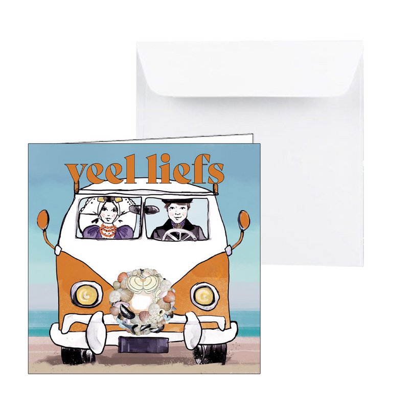 Zeeland greeting card vintage bus with shells
