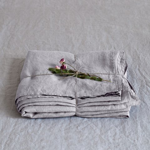 Light Grey Linen Flat Sheet