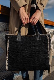 SEABREEZE SHOPPER raphia noir
