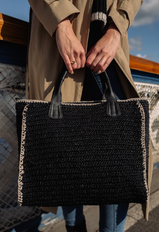 SEABREEZE SHOPPER raphia noir