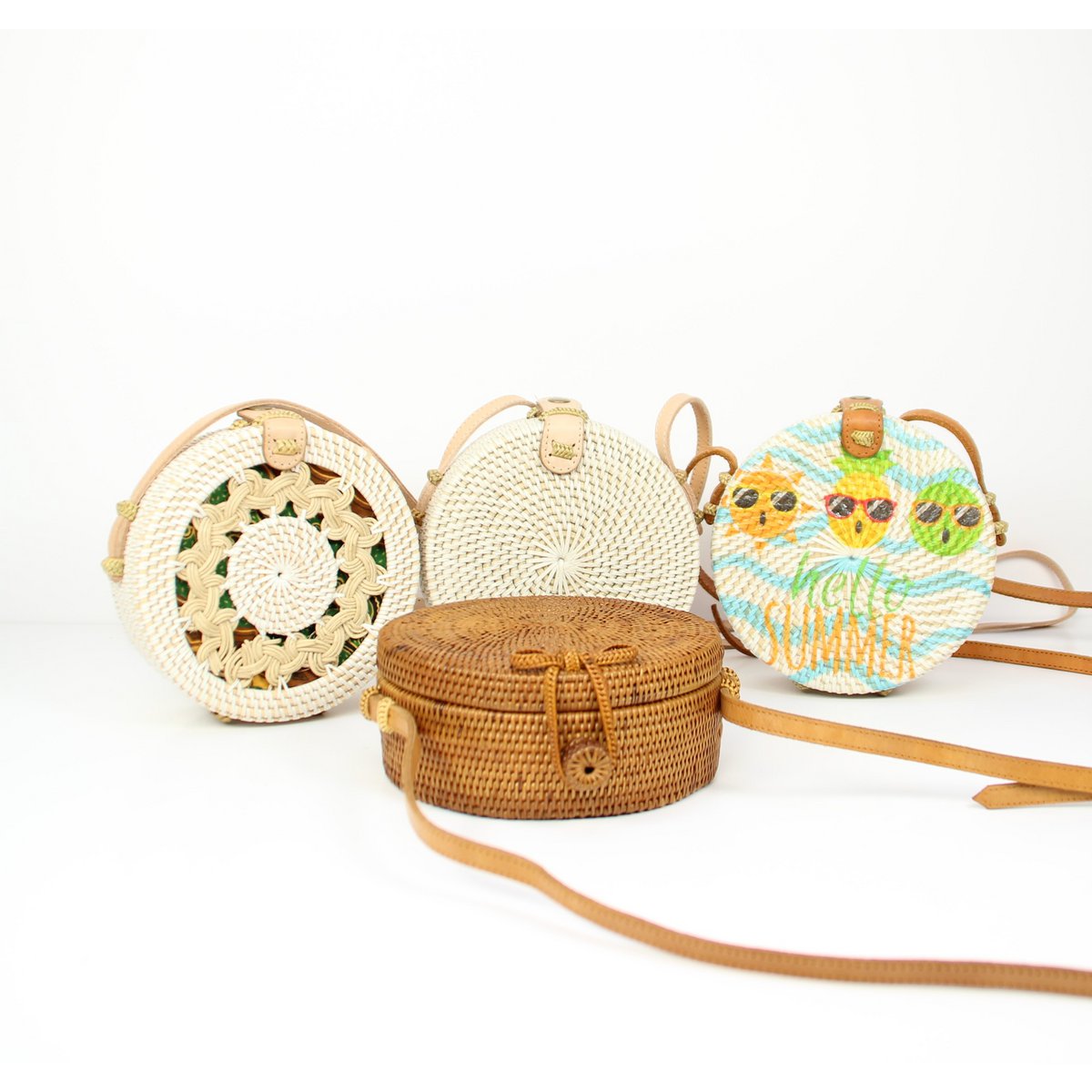 Pulau - sac Bali Kid Bali - petit sac de rotin rond pour enfants 15 cm