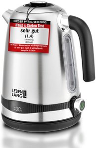 LIFETIME kettle stainless steel temperature setting - quiet, temperature display & keep warm function - 1.7 liters & 2200W | Electric Kettles | Temperature stainless steel kettle retro without plastic