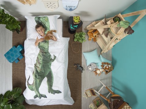 Dekbedovertrek T-Rex Dinosaur Eenpersoonsbed - 135 x 200cm + 40 x 60cm