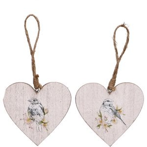Wooden heart cuddly for hanging, 2 motifs, D9.5cm, H9cm