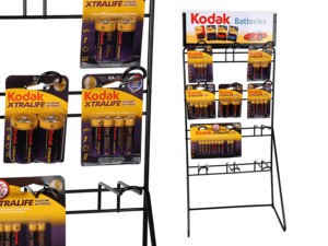 Metalen displaystandaard voor batterijen met 12 haken,