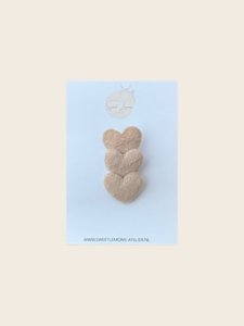 Haarspange Wildlederherzen - Beige