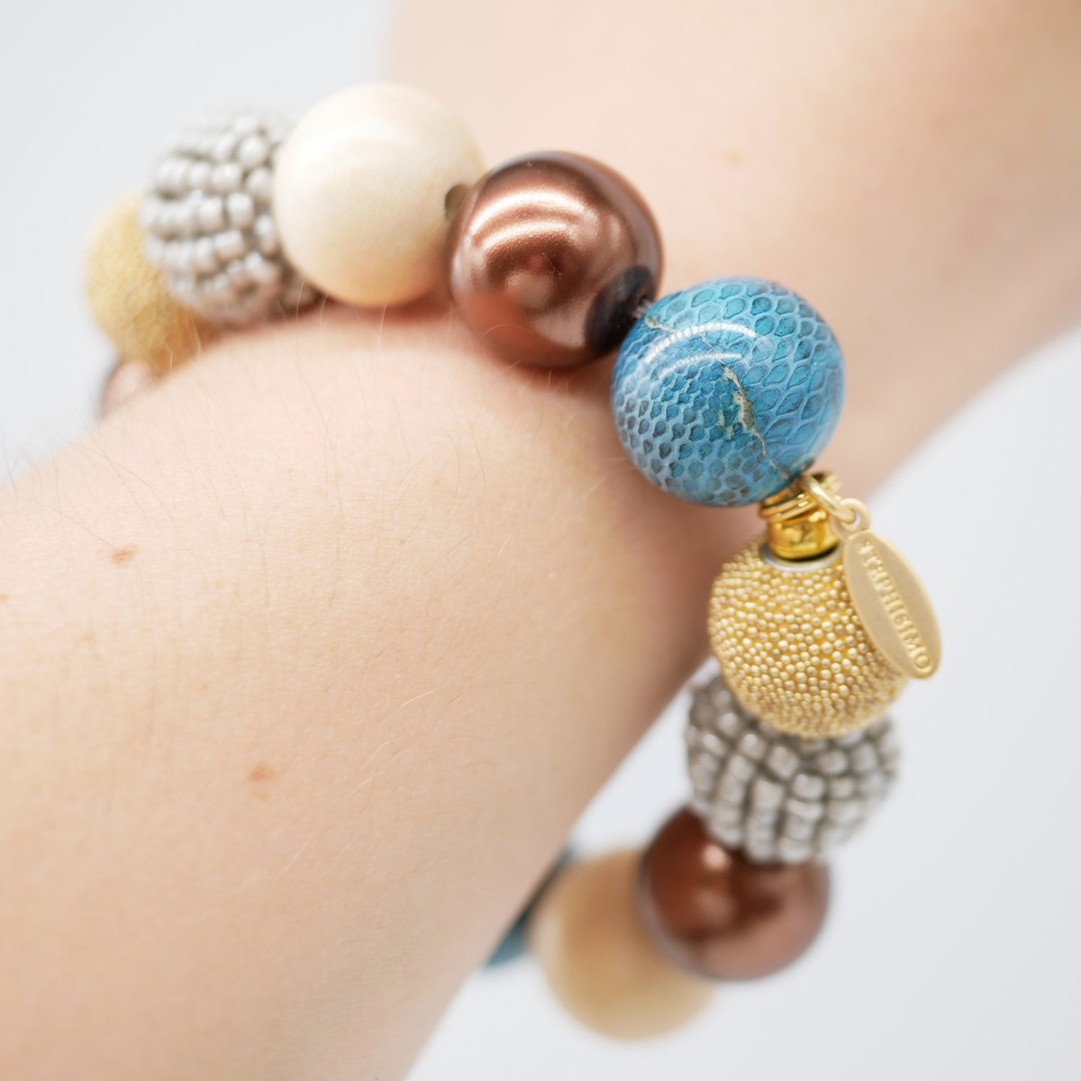 Bracelet Stephisimo "Petit Bollywood", Bleu-Gris