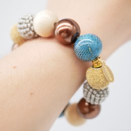 Bracelet Stephisimo "Petit Bollywood", Bleu-Gris