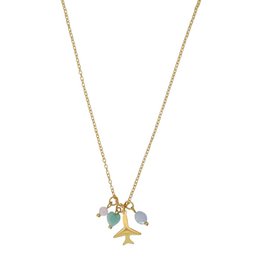 Collana Aeroplano Quarzo rosa, Amazzonite e Acquamarina - Oro