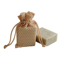  Blush-colored gauze straight tie bag, 12.5x8cm in size, suitable for jewelry pouches. Made of natural materials with a textured honeycomb pattern.