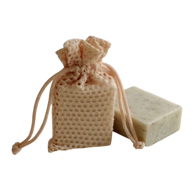 Gauze straight tie bag 12.5x8cm blush