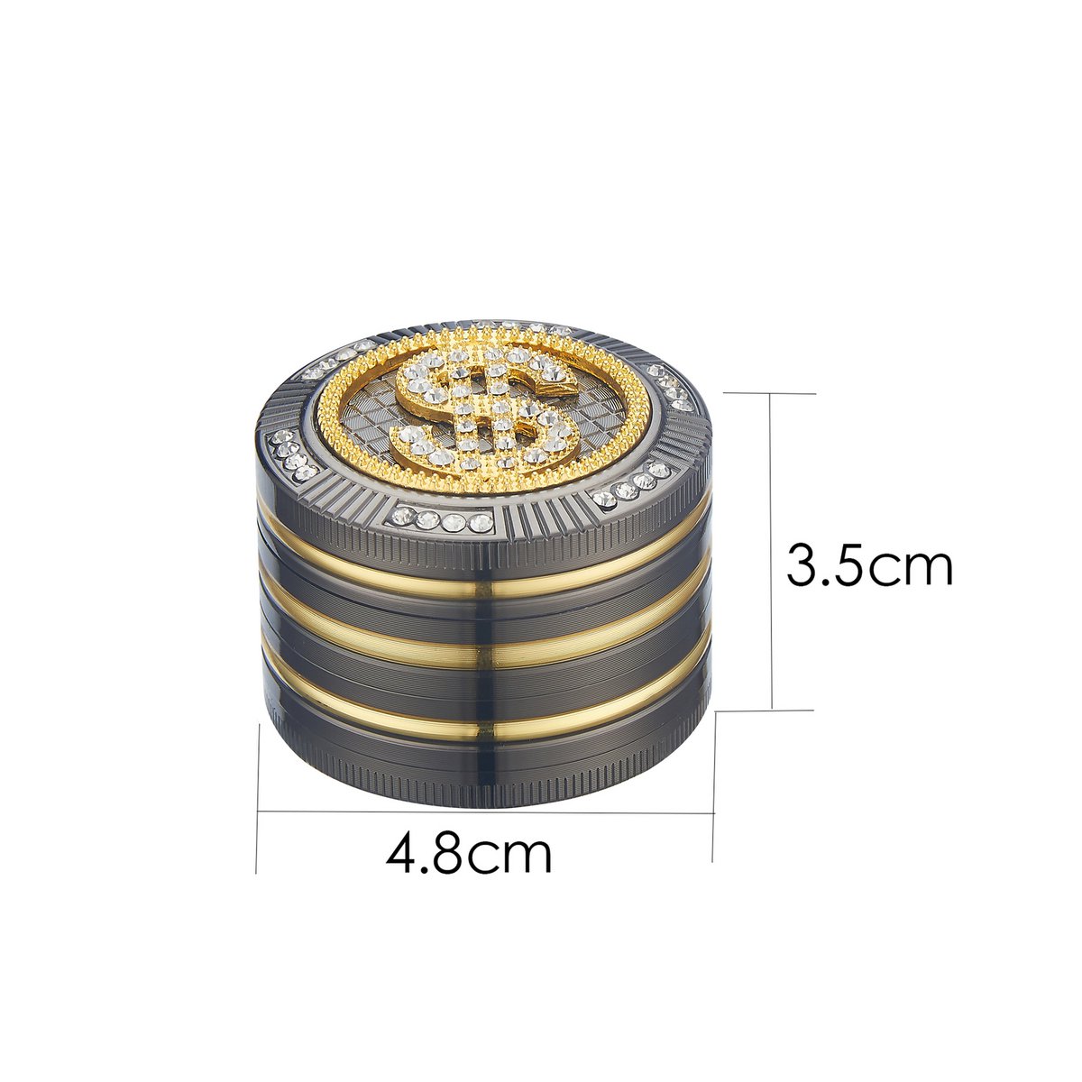 Grinder Magnétique- Broyeur à tabac & Herbes aromatiques - 4 Parties - Moulin à Epices -Dents de Diamant - 50 mm- Avec grattoir - Design Dollar