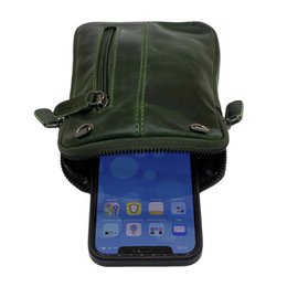 Lederhandytasche für Damen und Herren mit verstellbarem Schultergurt in 5 Farben