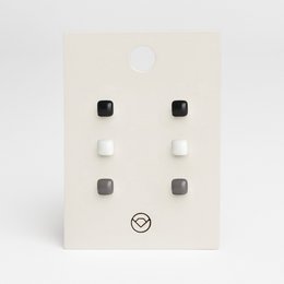 Set di 3 orecchini con pietra • Vetro riciclato e acciaio inossidabile • 20 colori
