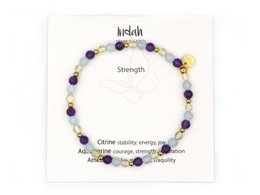 Natuursteen armband strength, zilver en goud