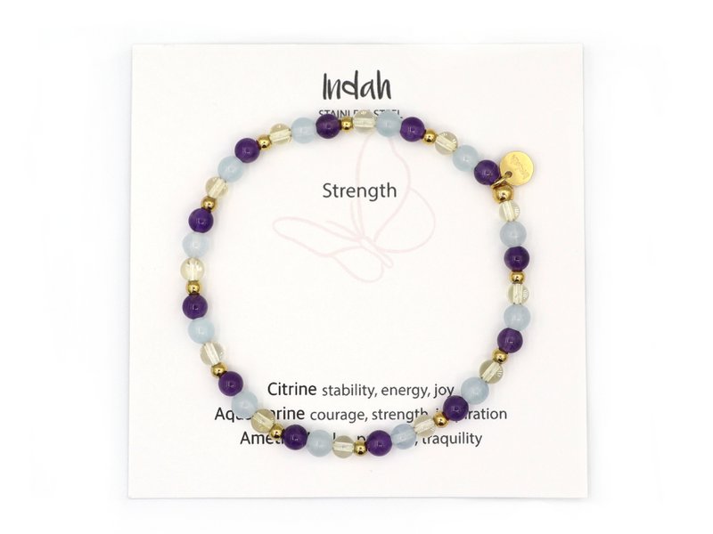 Natuursteen armband strength, zilver en goud