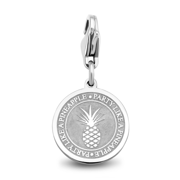 CO88 Collection Charms 8CH 00001 Stalen hanger - 15 mm - Bedel - Rond - Ananas -Zilverkleurig