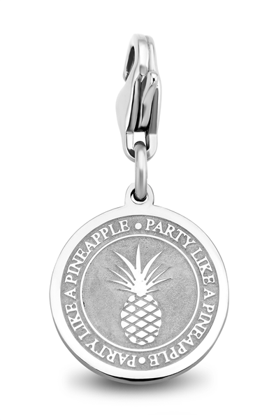 CO88 Collection Charms 8CH 00001 Stalen hanger - 15 mm - Bedel - Rond - Ananas -Zilverkleurig