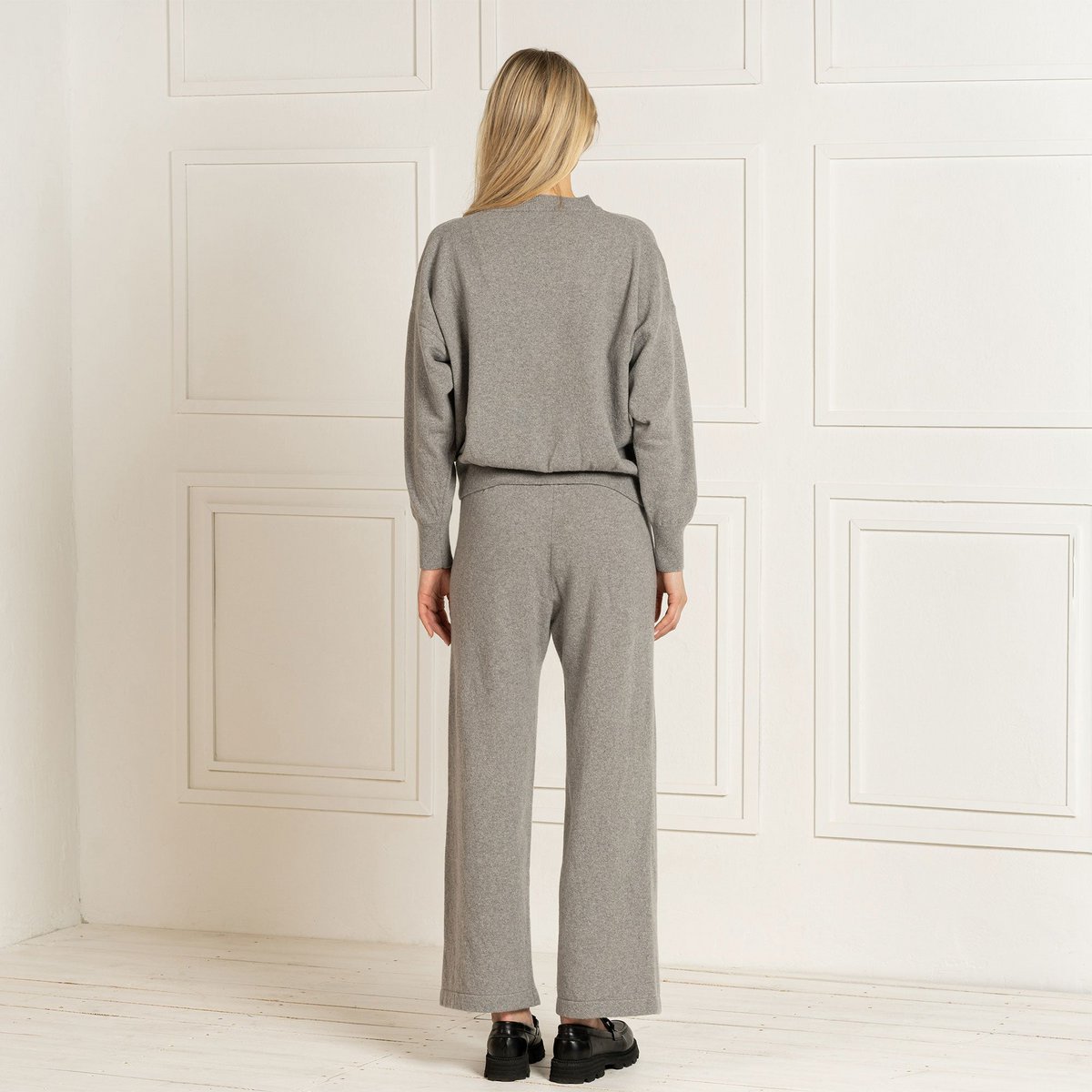 Women's 100% Merino Wide Leg Pants Helsinki Light Gray