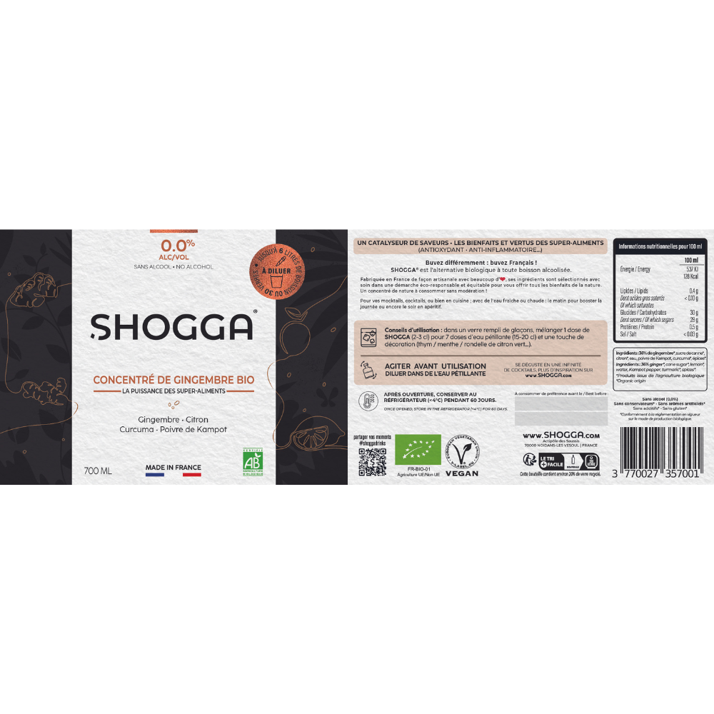 SHOGGA (700 ml) – Boisson au gingembre premium bio !