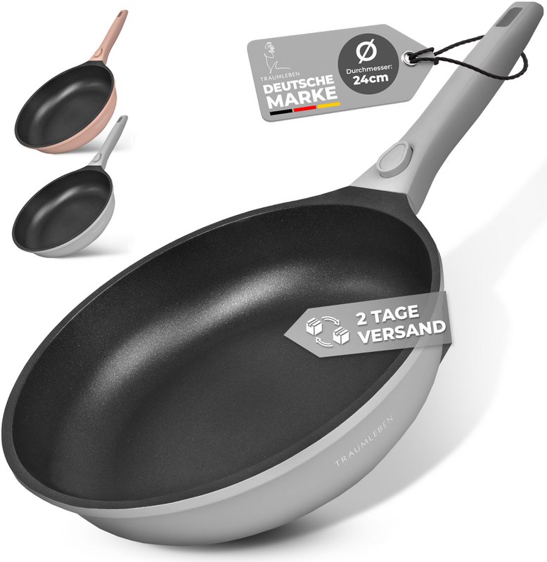 Froh Pan 24 cm, rivestimento non -stick, maniglie rimovibili, induzione, a prova di forno (grigio)