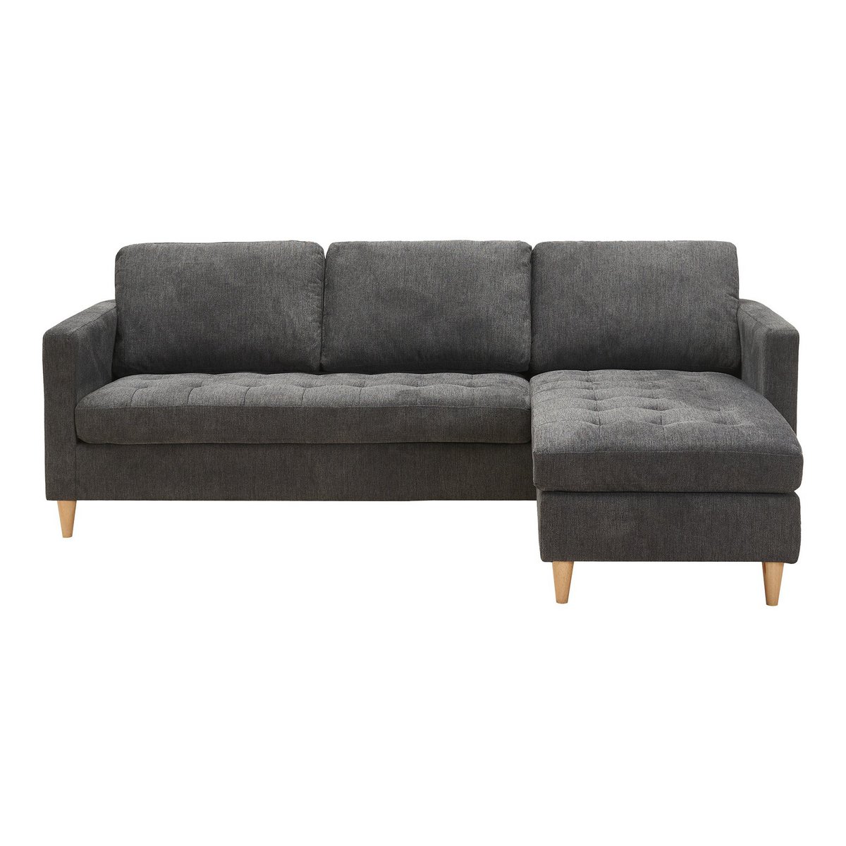 Firenze Sofa - Dark Grey, Polyester/Foam/Rubberwood, 219x151x80 cm